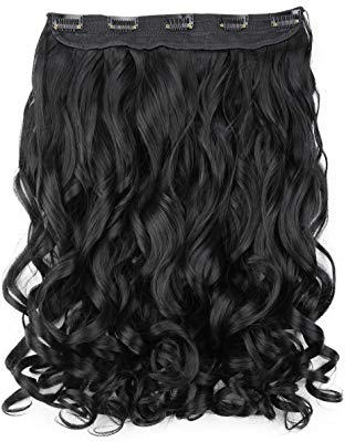 CAISHA 40cm 1 Teilig CLIP IN EXTENSIONS Sophia Haarteil Gewellt Tiefschwarz C51-1