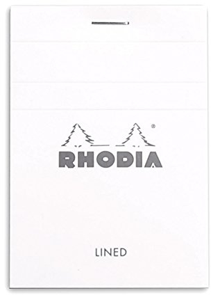 RHODIA 11201C - Bloc-Notes Agrafé N°11 White - Petits Carreaux - 80 Feuillets Détachables - Papier Clairefontaine Blanc 80 g/m² - Couverture en Carte Enduite Souple, Résistante et Imperméable