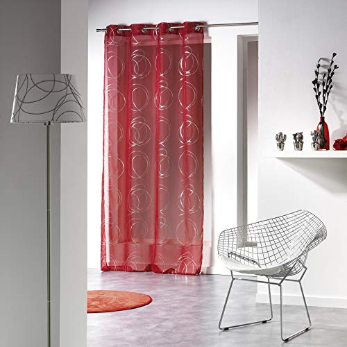 Douceur D'Intérieur - 1623656, Gardine Mit Osen, 140 X 240 cm, Bully, Voile Bedruckt Silber, Rot