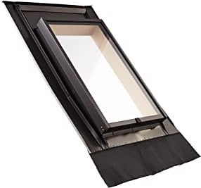 Roto Original Ausstieg Dachausstiegsfenster WDL R2 H für Kaltdach Wohndachluke in Holz Natur inklusive Eindeckrahmen Flügelanschlagseite Oben Außenabdeckung in Aluminium Anthrazit Größe 45 x 73 cm