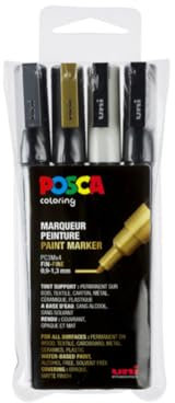 POSCA 186504 - POSCA Marker mit feiner Rundspitze, 4er Set