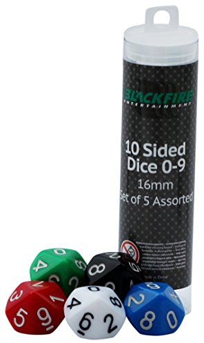 ADC Blackfire Entertainment 91494 - Würfel 16 mm Assorted D10 Dice 0-9, 5 Stück