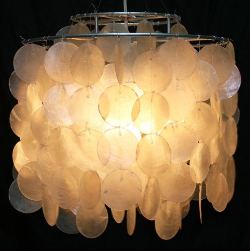 GURU SHOP Deckenlampe/Deckenleuchte, Muschelleuchte aus Hunderten Capiz, Perlmutt Plättchen - Modell Dominga, 30x30x30 cm
