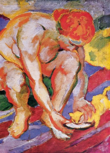 1art1 Franz Marc Akt Mit Katze, 1910, 2-Teilig Selbstklebende Fototapete Poster-Tapete 250x180 cm