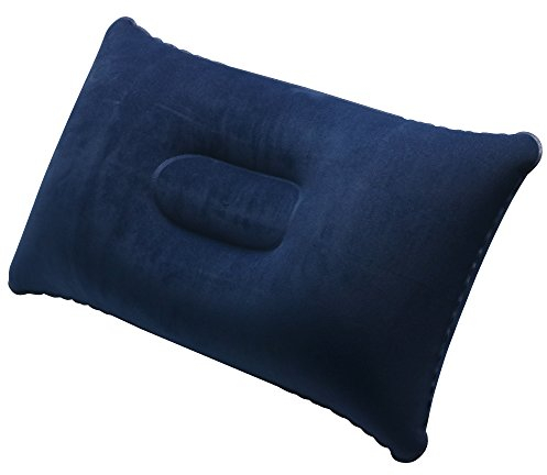 TRIXES Navy Blue Soft Inflatable Camping Travel Pillow Cushion - Compact Air Blow Up Pillow for Beach Sun Lounger Sunbathing Backpacking Hiking - Accessory for Travelling