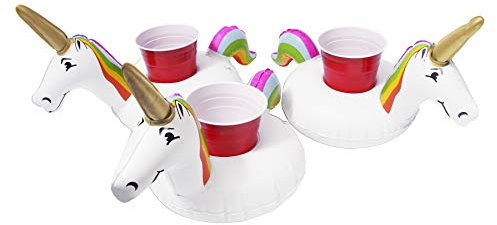 GoFloats Inflatable Pool and Hot Tub Drink Holders (3 Pack) (Choose - Unicorn, Flamingo, Palm Tree and More)