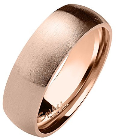 Mianova Herren Damen Band Ring Partnerring Edelstahl Verlobungsring Damenring Herrenring Matt Rosegold Größe 58 (18.5) Breit 6mm