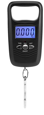 Gepäckwaage, 50 kg, digitale LCD-Hängewaage, elektronische Taschenhakenwaage mit Hintergrundbeleuchtung für Reisen, Familieneinkäufe, Angeln und andere Outdoor-Aktivitäten (schwarz)