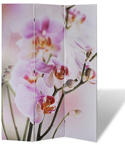 Tidyard Zusammenklappen Foto-Paravent Trennwand Raumteiler Wand Strand/Blumen doppelseitig Dekoration Mit Aufdruck Bedruckt,Faltbar Sichtschutz Stellwand,Massives Tannenholz,mehrere Auswahl