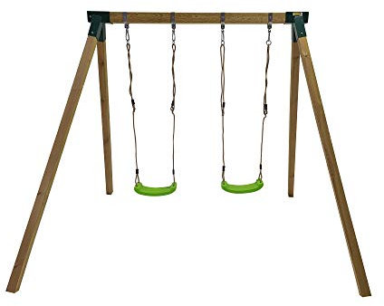 | MASGAMES | Columpio de Madera Cuadrada Karai Junior | Asientos Planos de plástico y Cuerdas Regulables | Anclajes incluidos | Uso doméstico |
