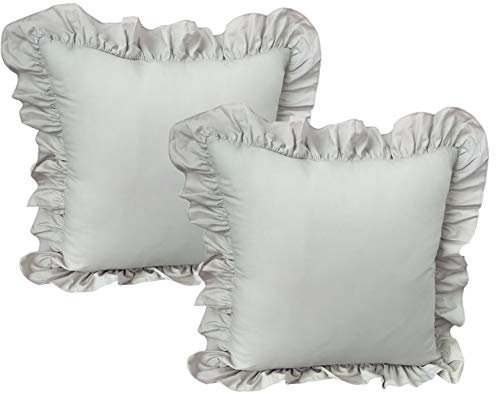 MB Warenhandel24 2er Set Kissenhülle zur Bettwäsche RÜSCHEN 2er Set Zubehör Kissenhüllen Grau 2X ca. 80x80 cm mit Reißverschluss