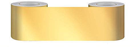 Guest Ruyunlai Tapetenbordüre selbstklebend zum Aufkleben für Wohnzimmer Küche Badezimmer Abnehmbare Wasserdicht Bodenleiste PVC Dekorative Bordüre Goldener Spiegel 5cm X 500cm
