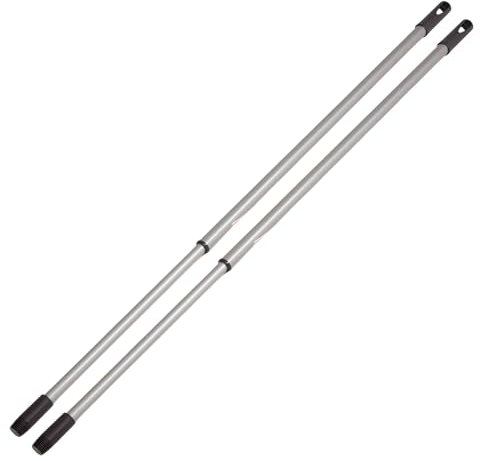 Novaliv Lot de 2 manches de balai télescopiques avec filetage 79-130 cm - En métal argenté - Pour balai - Filetage allemand - Manche universel de rechange - Manche télescopique de rechange