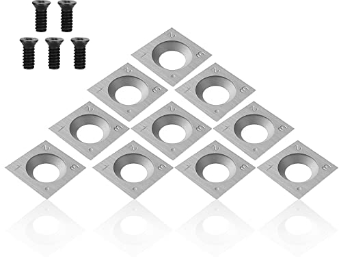 10 Stück Vierkant Hartmetall Wendeschneidplatten für Drehmeißel,14x14x2.0mm 30° CNC Hartmetall Einsatzschneider für Holz Drechselwerkzeug mit 5 M4 Schrauben,Hartmetalleinsätze