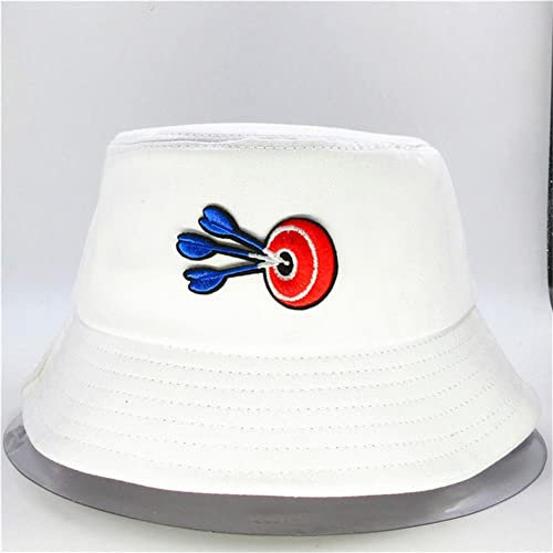 Zempertoopa Fischerhut Bogenschießen Ziel Stickerei Baumwollschale Hut Fischer Hut Outdoor Travel Hut Sonnenmütze Für Männer Und Frauen-White,7 Years Old - Adult