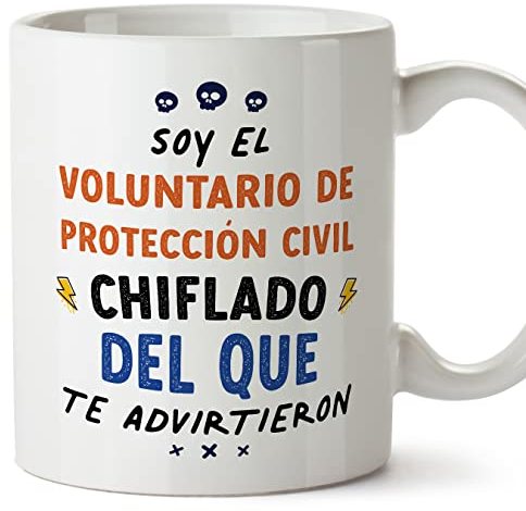MUGFFINS Tazas para VOLUNTARIO DE PROTECCIÓN CIVIL hombre - En Español - Todos te advirtieron - 11 oz / 330 ml - Regalo original y divertido