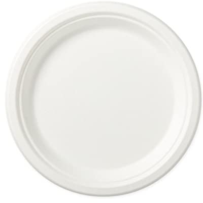SHOBI Piatto Piano Tondo in polpa di Cellulosa interamente Biodegradabile e Compostabile Usa e Getta (50, Ø 18 Cm)