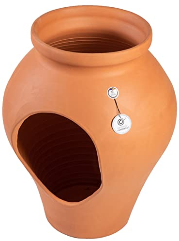 CERÁMICA RAMBLEÑA | Tinaja de Barro | La Tinaja | Tinaja Antigua | Tinaja macetero | Tinaja Maceta Horizontal Terracota - Modelo 06 | 40x36x50 cm
