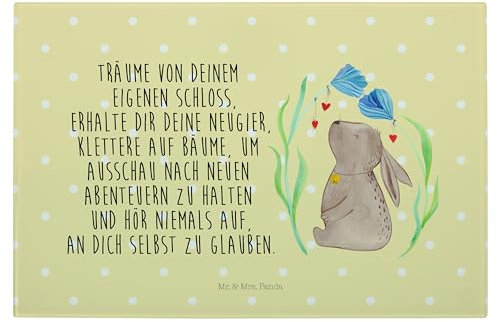 Mr. & Mrs. Panda Medium Glas Schneidbrett Hase Blume - Ostergeschenke, Osterdeko, Geschenk, Hoffnung, Kindergeburtstag, Ostergeschenke, Osterdeko,