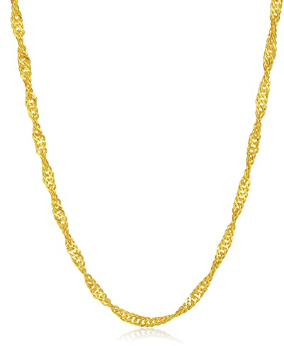 ZHOU LIU FU 24K 999 Gold Gold Kette mit Schmuck-Box für Frauen Männer Paar Liebhaber Jahrestag Geburtstag 40/42/45cm (45cm/17.7Zoll)