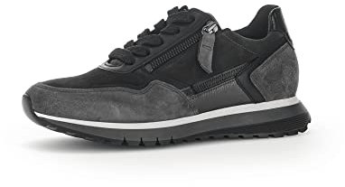 Gabor Damen Low-Top Sneaker, Frauen Halbschuhe,Wechselfußbett,Komfortable Mehrweite (H),schnürschuhe,dk-Grey/Graph/schw,42 EU / 8 UK
