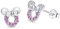 Kaguyo Minnie Mouse Ohrringe, 925 Sterling Silber Amethyst weiß blau rosa Zirkonia Mickey Mouse Ohrstecker für Frauen Mädchen, süßes Design Geburtstagsgeschenk (rosa)