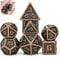 Cusdie Mini-Metallwürfel, 10 mm, 7-teilig, metallisches DND-Würfel-Set, polyedrisches Mini-Würfel-Set, für Rollenspiele, D&D-Würfel (rotes Kupfer)