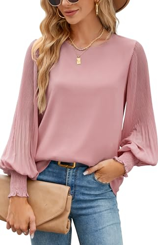 Shirt Damen, Langarm Elegant Bluse, Chiffon Lässige Locker Festliche Party Oberteile, Mode Festlich Blusen & Tuniken, Herbst Leicht Tops Outfit
