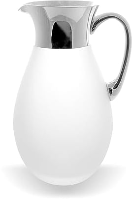 Brillibrum Design Kristallglas Krug 0,7 Liter mit Echtsilber Krug aus Kristallglas Weinkrug Saftkrug Dekanter Wasserglas Krug Karaffe mit Feinsilberrand Sandgestrahlt Matt (Matt, 0,7 Liter)