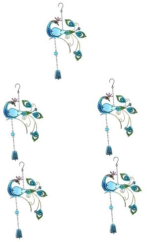 YARNOW 5st Pfau Windspiele Pfau-Windspiel Aus Metall Hängendes Pfauenwindspiel Sonnenfänger Fensteraufkleber Für Den Innenbereich Weihnachtswindspiel Pfau Windglocke Zubehör Gemalt Glas