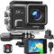 Surfola Action Cam 5K, 24MP Unterwasserkamera 40M Wasserdicht EIS Bildstabilisierun, Helmkamera WiFi Actionkameras mit Externem Mikrofon, 2*1350mAh Akkus und Ladegerät, Fernbedienung und Zubehör Kit