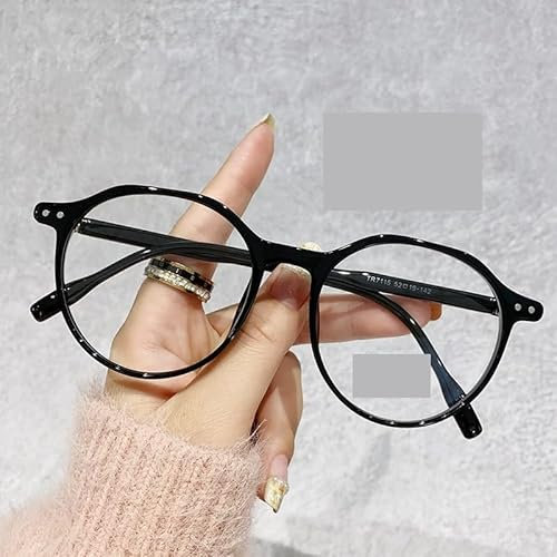 PARWANA Clear Vision Reading Glasses Oversized Round Presbyopic Glasses Computer Readers Anti Blue Light Flat Light Mirror (Color : Black, Size : +200)
