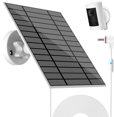 6W Solarpanel kompatibel mit Ring Spotlight Cam Plus/Pro und Stick Up Cam, Solar Ladegerät für Ring Cam mit Leuchtanzeige, 4m Kabel, IP66 Solarpanel, 3,5 mm USB-C und DC Ports.