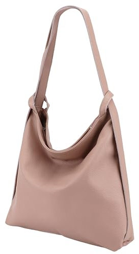 SH Leder 2in1 Handtasche Rucksack Damen Schultertasche DayPack CityRucksack aus Echt genarbt Leder (B 37cm x H 35cm) Rica G699 (Nude)