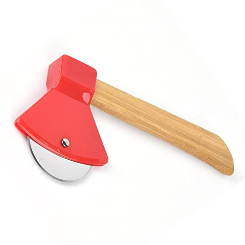 Pizza Knife 430 Steel PP Handle Ergonomically Round Axe Pizza Cutter for Home Restaurants (Red)