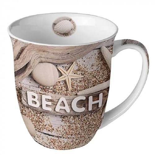 Ambiente Becher Maritim - Strand Tasse Sommer Kollektion - Porzellan Mug Beach wood Motiv - als Geschenk geeignet, 18415885
