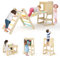 COSTWAY 7 en 1 Triángulo de Escalada de Madera para Niños con Rampa Reversible, Torre de Aprendizaje Plegable Montessori, Mesa y Silla Infantil, Pizarra Divertida, para Niños de 3-14 Años (Multicolor)