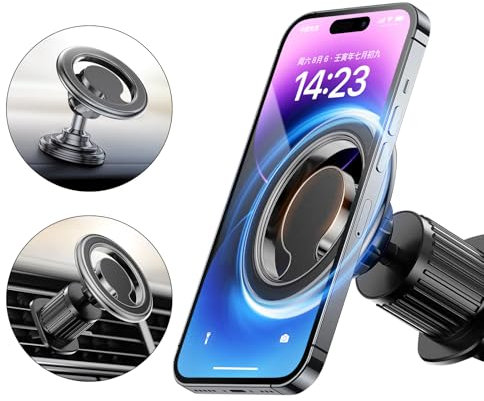 TOFURT Auto Handyhalterung Magnet 360° Drehbar - Universale 2in1 Lüftung & Armaturenbrett KFZ Handyhalter Car Phone Mount Kompatibel mit iPhone 15/14/Pro/Plus/Pro Max/12/ Magsafe Hülle Smartphone