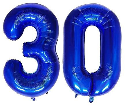 Geburtstag zahlen Luftballon 30 jahre-Blau XXL Jumbo Folienballon 40 Zoll – 101 cm Luftballons 30 Geburtstag Junge Mädchen Babyparty Geburtstagsdeko Jubiläumsparty Dekoration