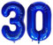 Geburtstag zahlen Luftballon 30 jahre-Blau XXL Jumbo Folienballon 40 Zoll – 101 cm Luftballons 30 Geburtstag Junge Mädchen Babyparty Geburtstagsdeko Jubiläumsparty Dekoration