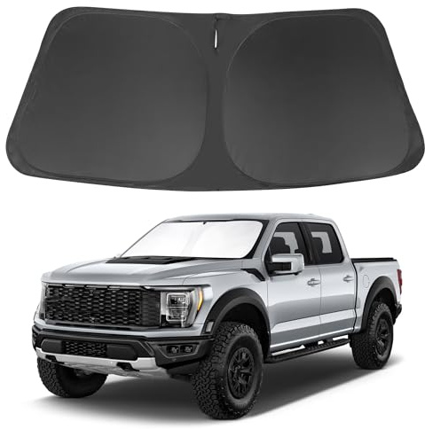 Windshield Sun Shade Compatible with 2021-2024 2025 2026 Ford F150 F-150 (Lariat, King Ranch, Platinum, XL XLT Limited Raptor) Accessories Sunshade Shield Protector