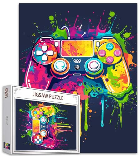 Tucocoo Game Controller Jigsaw Puzzles for Adults 1000 Pieces, Graffiti Art Video Game Theme Jigsaw Puzzle 27 x 20 inch Colorful DIY Puzzles for Home Decoration, Family Puzzle Perfect for Game Nights