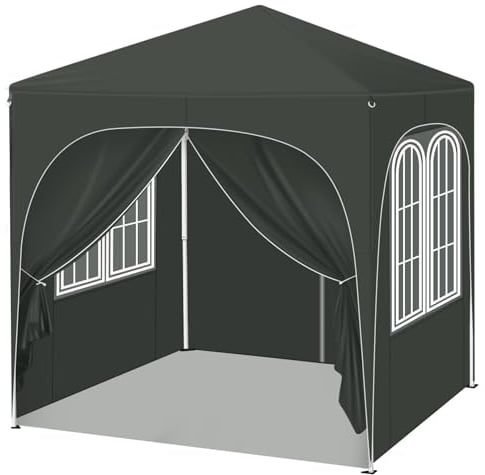 WOLTU Tonnelle Pliable 2x2m avec 4 Parois Amovibles - Protection Solaire UPF 50+, Cadre en Acier Résistant au Vent, Réglable 3 Hauteurs, Pergola Portable pour Jardin/Plage/Camping - Gris