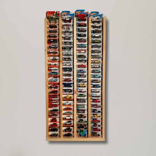 Generico Schaukasten aus Holz für Hot Wheels, 100 x 50 cm, 4 Säulen, 96 Modelle