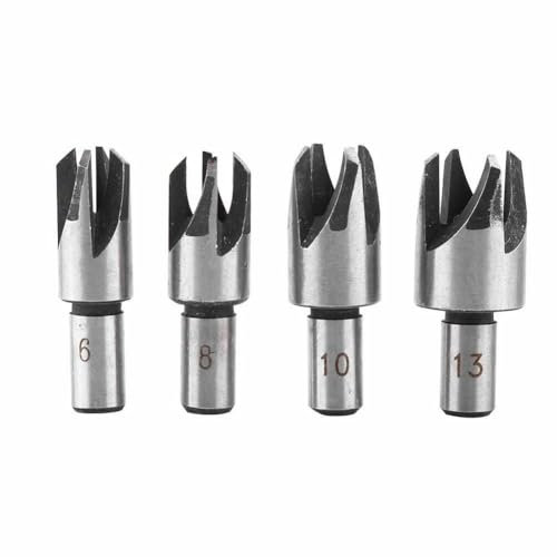 Socoje 4PCS Claw Plug Cutters For Wood 6/10/13/16mm Carbon Steel Wood Plug Hole Cutter Drill Bit Set