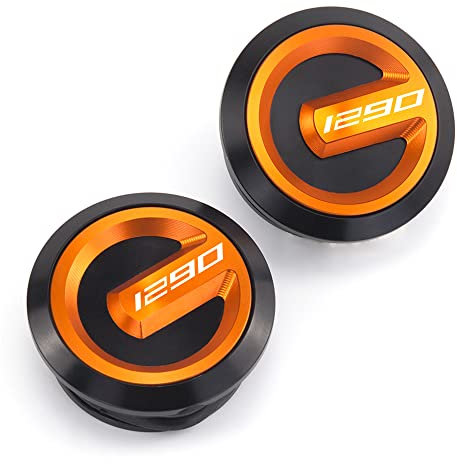 Modeer für 1290 Super Duke R 2014~2024 Motorrad 1 Paar Rahmenlochstopfen Abdeckung CNC Dekorationskappe 1290 Zubehör (schwarz/orange)