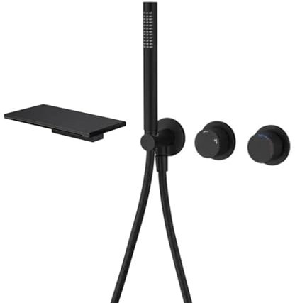 XJTNLB Wasserfall Badewannenarmatur Schwarz Mischbatterie Dusche Unterputz 2 Verbraucher Einhebelmischer Dusche Badewannen Armaturen Set