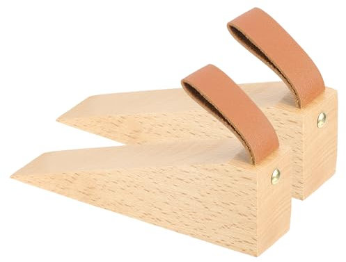 sourcing map 2Pcs Wood Door Stopper, Non-Slip Solid Wood Door Wedges Hanging Door Stopper for 0.2-2 Door Bottom Seam House Hotel Cabin
