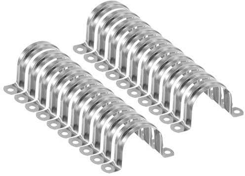 sourcing map Rohrschellen, 45 mm, M45 U-Rohrschellen, Edelstahl, starrer Rohrgurt, U-förmige Halterung mit zwei Löchern für Rohr, Schlauch, Drahtschnur, 20 Stück