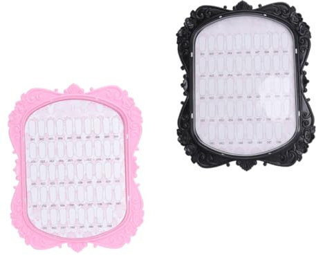 Healeved 2pcs Nail Design Display Board Durable Nail Color Chart Easy to Use Manicure Showing Tool for Professionals Enthusiasts Lightweight with Markings Pink Black